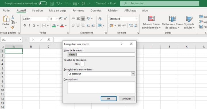 créer une macro excel